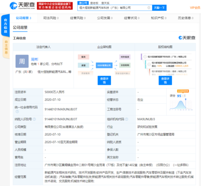 恒大新能源汽車斥資15億成立兩家新公司，全力推動信息咨詢業(yè)務(wù)布局